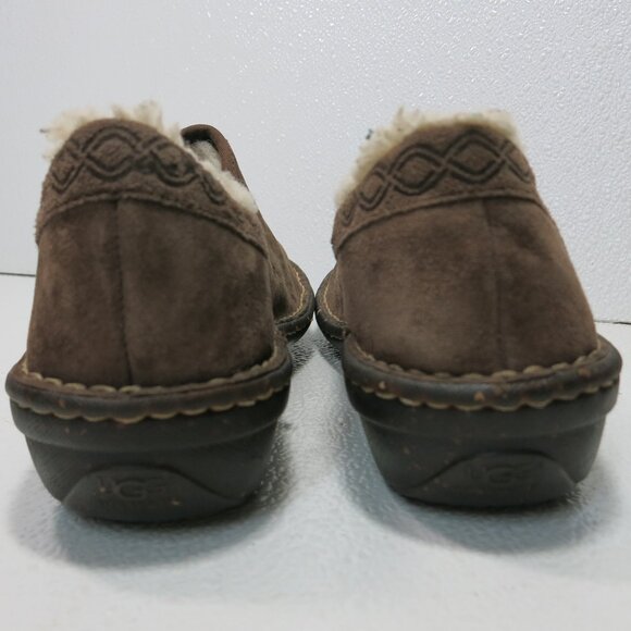 UGG Australia Bettey Suede Leather Sheepskin Lining Clogs Slide On Brown Sz 7 - Picture 6 of 7